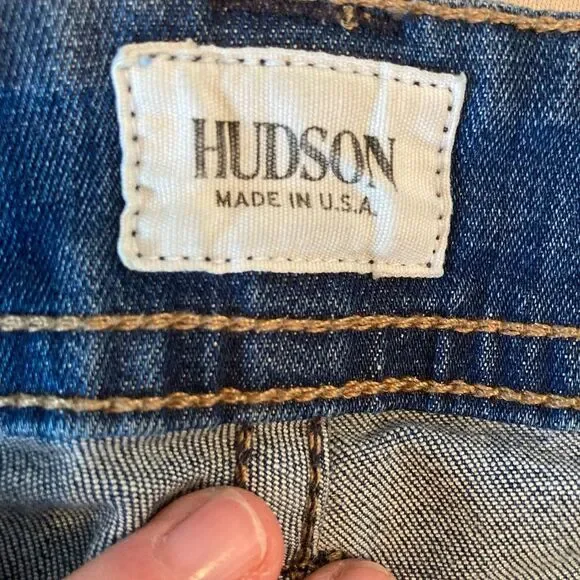 Hudson Jeans Pallerme Knee Cuffed Denim Longer Shorts, High Waist - Picture 9 of 12